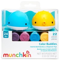 Munchkin Color Buddies Bath Bomb Refills & Dispenser Toys 24m+, 1 Τεμάχιο - Εκπαιδευτικό Παιχνίδι για την Εναλλαγή των Χρωμάτων με 20 Παιδικές Βόμβες Βυθού & 2 Ζωάκια-dispenser για το Μπάνιο