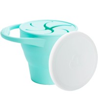 Munchkin C'est Silicone Snack Catcher With Lid 6m+ 1 Τεμάχιο, Κωδ 90180 - Mint - Παιδικό Πτυσσόμενο Δοχείο Σιλικόνης για Φαγητό με Λαβή