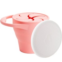 Munchkin C'est Silicone Snack Catcher With Lid 6m+ 1 Τεμάχιο, Κωδ 90181 - Coral - Παιδικό Πτυσσόμενο Δοχείο Σιλικόνης για Φαγητό με Λαβή