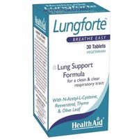 Health Aid Lungforte 30tabs - Συμπλήρωμα Διατροφής με Φύλλα Ελιάς, Θυμάρι, Σκόρδο, Ρεσβερατρόλη & Βιταμίνες, Ιδανικό για Καπνιστές