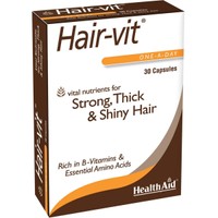 Health Aid Hair-Vit 30caps - Συμπλήρωμα Διατροφής Βιταμινών, Μετάλλων & Αμινοξέων για Δυνατά με Όγκο & Λάμψη Μαλλιά Κατάλληλο για Αντιμετώπιση της Εποχικής Τριχόπτωσης