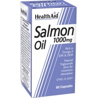 Health Aid Salmon Oil 1000mg 60caps - Συμπλήρωμα Διατροφής Ιχθυέλαιού Σολομού Πλούσιο σε Ω3 Λιπαρά Οξέα για τη Φυσιολογική Λειτουργία της Καρδιάς, του Εγκεφάλου & της Όρασης