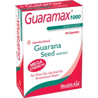 Health Aid Guaramax 1000, 250mg 30caps - Συμπλήρωμα Διατροφής Εκχυλίσματος Σπόρων Guarana για Ενέργεια & Τόνωση Κατά της Κόπωσης