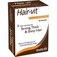 Health Aid Hair-Vit 90caps - Συμπλήρωμα Διατροφής Βιταμινών, Μετάλλων & Αμινοξέων για Δυνατά με Όγκο & Λάμψη Μαλλιά Κατάλληλο για Αντιμετώπιση της Εποχικής Τριχόπτωσης