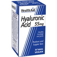 Health Aid Hyaluronic Acid 55mg 30tabs - Συμπλήρωμα Διατροφής Υαλουρονικού Οξέος Φυτικής Προέλευσης για την Καλή Υγεία των Αρθρώσεων & του Χόνδρου για Επιδερμίδα Γεμάτη Ελαστικότητα & Ζωντάνια