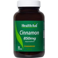 Health Aid Cinnamon 850mg 30caps - Συμπλήρωμα Διατροφής Εκχυλίσματος Κανέλας Κεϋλάνης για τον Έλεγχο των Επιπέδων της Γλυκόζης στο Αίμα με Ισχυρές Αντιοξειδωτικές Ιδιότητες