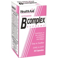 Health Aid B Complex Supreme 30caps - Συμπλήρωμα Διατροφής Συμπλέγματος Βιταμινών Β για την Καλή Υγεία του Νευρικού Συστήματος, Κατά της Κόπωσης για Αυξημένα Επίπεδα Ενέργειας