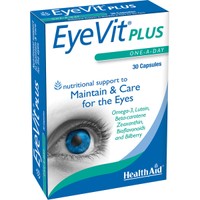 Health Aid EyeVit Plus 30caps - Συμπλήρωμα Διατροφής Βιταμινών, Μετάλλων, Ωμέγα Λιπαρών Οξέων & Εκχυλίσματος Βοτάνων για την Καλή Υγεία των Ματών, Διατήρηση της Καλής Όρασης με Ισχυρές Αντιοξειδωτικές Ιδι΄λοτητες