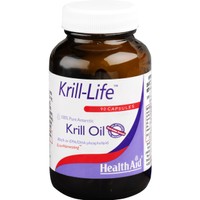 Health Aid Krill-Life 90caps - Συμπλήρωμα Διατροφής με Έλαιο Krill Πλούσιο σε Ωμέγα 3 Λιπαρά Οξέα για την Καλή Υγεία του Εγκεφάλου της Όρασης & της Καρδιάς