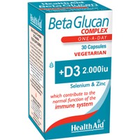 Health Aid Beta Glucan Complex 30caps - Συμπλήρωμα Διατροφής με B-Γλυκάνες, Βιταμίνες C, D3, B12, Φολικό Οξύ, Σελήνιο & Ψευδάργυρο που Συμβάλλουν στη Φυσιολογική Λειτουργία του Ανοσοποιητικού Συστήματος