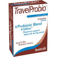 Health Aid TravelProbio 15caps - Συμπλήρωμα Διατροφής Προβιοτικών για την Αντιμετώπιση της Διάρροιας & της Δυσκοιλιότητας