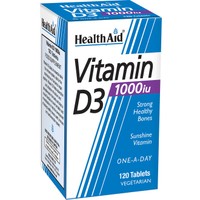 Health Aid Vitamin D3 1000iu 120tabs - Συμπλήρωμα Διατροφής Βιταμίνης D3 για την Καλή Υγεία των Οστών, Δοντιών & Ενίσχυση του Ανοσοποιητικού