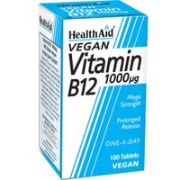 Health Aid Vitamin B12 1000μg 100tabs - Συμπλήρωμα Διατροφής Βιταμίνης Β12 Βραδείας Αποδέσμευσης για την Φυσιολογική Λειτουργία του Νευρικού Συστήματος & Σωστή Αιμοποίηση