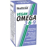 Health Aid Vegan Omega 3-6-9, 60caps - Συμπλήρωμα Διατροφής Κατάλληλο για Αυστηρά Χορτοφάγους με Έλαιο Λιναρόσπορου Πλούσιο σε Ωμέγα Λιπαρά Οξέα για την Ομαλή Λειτουργία της Καρδιάς του Εγκεφάλου & της Όρασης