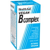 Health Aid Vegan B Complex 60tabs - Συμπλήρωμα Διατροφής Συμπλέγματος Βιταμινών Β για Μείωση της Κούρασης, Κόπωσης & τη Φυσιολογική Λειτουργία του Νευρικού Συστήματος για Αυστηρά Χορτοφάγους