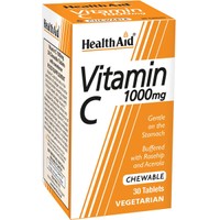 Health Aid Vitamin C 1000mg 30 Chew.tabs - Συμπλήρωμα Διατροφή Βιταμίνης C για Ενίσχυση του Ανοσοποιητικού με Φυσική Γεύση