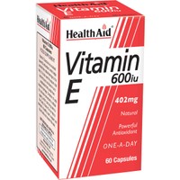 Health Aid Vitamin E 600iu 60caps - Συμπλήρωμα Διατροφής με Βιταμίνη Ε την Καλή Υγεία του Δέρματος & της Καρδιάς με Αντιοξειδωτικές Ιδιότητες