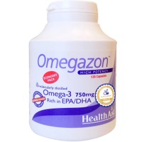 Health Aid Omegazon Omega-3 750mg 120caps - Συμπλήρωμα Διατροφής Συμπυκνωμένου Ιχθυελαίου Πλούσιο σε Ωμέγα 3 & Βιταμίνη Ε για την Καλή Λειτουργία του Καρδιαγγειακού Συστήματος, Φυσιολογικά Επίπεδα Τριγλυκεριδίων, Ομαλή Αρτηριακή Πίεση & Καλή Όραση Χωρίς Επίγευση Ψαριού