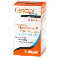 Health Aid Gericaps Active Multivitamin & Mineral Complex with Ginseng & Ginkgo Biloba 30caps - Ισορροπημένο & Yψηλής Aπόδοσης Σύμπλεγμα Πολυβιταμινών Μετάλλων & Ιχνοστοιχείων με Ginseng & Ginkgo Biloba