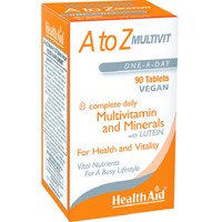 Health Aid Health Aid A to Z Multivitamin & Minerals 90tabs - Συμπλήρωμα Διατροφής Πολυβιταμινών & Μετάλλων για Ενέργεια, Τόνωση & Γερό Ανοσοποιητικό