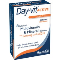 Health Aid Day-Vit Active Multivitamin & Mineral with Ginseng & CoQ10 30tabs - Συμπλήρωμα Διατροφής Πολυβιταμινών, Μετάλλων, Συνενζύμου Q10 & Εκχυλίσματος Τζίνσενγκ για Ενέργεια, Τόνωση & Πνευματική Διαύγεια