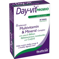 Health Aid Day-Vit Probio Multivitamin & Mineral with Probiotics & CoQ10 30tabs - Συμπλήρωμα Διατροφής Πολυβιταμινών, Μετάλλων, Συνενζύμου Q10 & Προβιοτικών για Ενέργεια, Τόνωση & Καλή Λειτουργία του Γαστρεντερικού Συστήματος