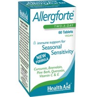 Health Aid Allergforte 60tabs - Συμπλήρωμα Διατροφής Βιταμινών, Εκχυλίσματος Φλοιού Πεύκου, Κουρκουμά & Ενζύμων για την Αντιμετώπιση των Εποχιακών Αλλεργιών, Ενίσχυση του Ανοσοποιητικού με Αντιφλεγμονώδη Δράση