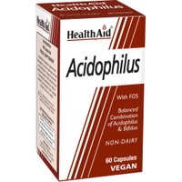 Health Aid Acidophilus with FOS 60caps - Συμπλήρωμα Διατροφής Προβιοτικών & Πρεβιοτικών (FOS) για την Καλή Λειτουργία του Γαστρεντερικού Συστήματος & Ισορροπία της Χλωρίδας του Εντέρου