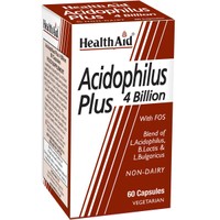 Health Aid Acidophilus Plus 4 Billion with FOS 60caps - Συμπλήρωμα Διατροφής Τριών Προβιοτικών Στελεχών & Πρεβιοτικών (FOS) για την Καλή Λειτουργία του Γαστρεντερικού Συστήματος & Ισορροπία της Χλωρίδας του Εντέρου