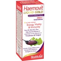 Health Aid Haemovit Liquid Gold 200ml - Συμπλήρωμα Διατροφής Εκχυλίσματος Βοτάνων, Βιταμινών & Μετάλλων Κατά της Κούρασης & Κόπωσης για Ενίσχυση της Διαδικασίας της Αιμοποίησης σε Πόσιμο Υγρό με Γεύση Μαύρης Σταφίδας