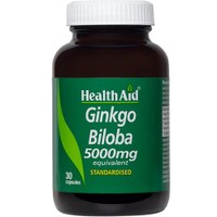 Health Aid Gingko Biloba 5000mg 30caps - Συμπλήρωμα Διατροφής Εκχυλίσματος του Βοτάνου Ginkgo Biloba για Ενίσχυση της Μνήμης, Συγκέντρωση & Καλή Υγεία του Κυκλοφορικού