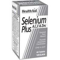 Health Aid Selenium Plus A, C, E & Zinc 60tabs - Συμπλήρωμα Διατροφής με Σελήνιο, Βιταμίνες & Ψευδάργυρο για Ενίσχυση του Αναπαραγωγικού Συστήματος, Καλή Λειτουργία του Θυρεοειδούς Αδένα με Αντιοξειδωτική & Αντιγηραντική Δράση