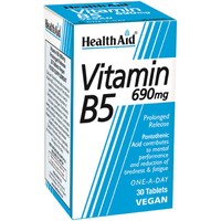 Health Aid Vitamin B5 690mg 30tabs - Συμπλήρωμα Διατροφής Παντοθενικού Οξέως Βραδείας Αποδέσμευσης για Μείωση Κούρασης & Νοητική Διαύγεια