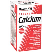 Health Aid Calcium Strong 600mg 60 Chew.tabs - Συμπλήρωμα Διατροφής Ασβεστίου, Βιταμίνης D3 & Πρεβιοτικών για την Καλή Υγεία των Οστών & Δοντιών