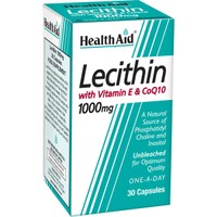 Health Aid Lecithin 1000mg with Vitamin E & CoQ10, 30caps - Συμπλήρωμα Διατροφής Λεκιθίνης, Βιταμίνης Ε & Συνενζύμου Q10 για το Μεταβολισμό του Λίπους, Έλεγχο Βάρους & της Χοληστερίνης με Αντιοξειδωτικές Ιδιότητες