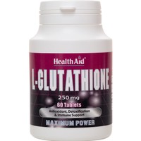 Health Aid L-Glutathione 250mg 60tabs - Συμπλήρωμα Διατροφής Αμινοξέος Γλουταθειόνης με Πολύ Ισχυρές Αντιοξειδωτικές Ιδιότητες για Αποτοξίνωση, Ενέργεια & Υποστήριξη των Εγκεφαλικών Λειτουργιών