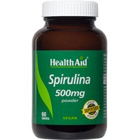 Health Aid Spirulina 500mg 60tabs - Συμπλήρωμα Διατροφής με Σκόνη Σπιρουλίνας για Ενέργεια, Τόνωση & Πνευματική Οξυδέρκεια