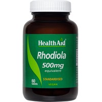 Health Aid Rhodiola 500mg 60tabs - Συμπλήρωμα Διατροφής Εκχυλίσματος του Βοτάνου Ροδιόλας για την Αντιμετώπιση του Στρες της Κόπωσης με Ήπιες Αντικαταθλιπτικές Ιδιότητες