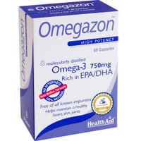 Health Aid Omegazon Omega-3 750mg 60caps - Συμπλήρωμα Διατροφής Συμπυκνωμένου Ιχθυελαίου Πλούσιο σε Ωμέγα 3 & Βιταμίνη Ε για την Καλή Λειτουργία του Καρδιαγγειακού Συστήματος, Ομαλή Αρτηριακή Πίεση & Καλή Όραση Χωρίς Επίγευση Ψαριού