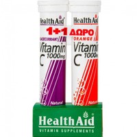 Health Aid Promo Vitamin C 1000mg 20 Effer.tabs - Blackcurrant & Δώρο 20 Effer.tabs - Orange - Συμπλήρωμα Διατροφής Βιταμίνης C για την Ενίσχυση του Ανοσοποιητικού με Γεύση Φραγκοστάφυλο & Πορτοκάλι