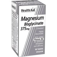 Health Aid Magnesium Bisglycinate 375mg & Vitamin B6 60tabs - Συμπλήρωμα Διατροφής Χηλικού Μαγνήσιο Υψηλής Απορρόφησης & Βιταμίνης Β6 για την Καλή Λειτουργία του Μυϊκού, Νευρικού Συστήματος & Οστών