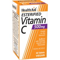 Health Aid Esterified Vitamin C 500mg 60tabs - Συμπλήρωμα Διατροφής με Βιταμίνη C Εστερικής Μορφής, Σύμπλεγμα Βιοφλαβονοειδών & Εκχύλισμα Ασερόλας για Μέγιστη Απορρόφηση & Ενίσχυση του Ανοσοποιητικού Συστήματος Φιλικό προς το Στομάχι