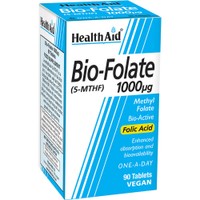 Health Aid Bio-Folate 1000μg 90tabs - Συμπλήρωμα Διατροφής Βιοενεργής Μορφής Φολικού Οξέος Ενισχυμένης Απορρόφησης για Σωστή Αιμοποίηση & Ανάπτυξη Μητρικού Ιστού Κατά την Εγκυμοσύνη, Μεταβολισμού Ομοκυστεΐνης & Ενέργεια