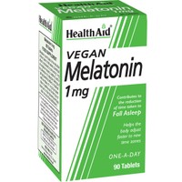 Health Aid Vegan Melatonin 1mg, 90tabs - Συμπλήρωμα Διατροφής Μελατονίνης Φυτικής Προέλευσης για Μείωση του Χρόνου Έλευσης του Ύπνου Κατά της Αϋπνίας