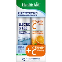 Health Aid Promo Electrolytes Strawberry 20 Effer.tabs & Vitamin C 1000mg Orange 20 Effer.tabs - Συμπλήρωμα Διατροφής Φόρμουλας Ηλεκτρολυτών για Ηλεκτρολυτική Ισορροπία Κατά της Κούρασης & Κόπωσης με Γεύση Φράουλα & Συμπλήρωμα Διατροφής Βιταμίνης C για Ενίσχυση του Ανοσοποιητικού με Αντιοξειδωτικές Ιδιότητες με Γεύση Πορτοκάλι