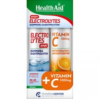 Health Aid Promo Electrolytes Sport Strawberry 20 Effer.tabs & Vitamin C 1000mg Orange 20 Effer.tabs - Συμπλήρωμα Διατροφής Φόρμουλας Ηλεκτρολυτών για Ηλεκτρολυτική Ισορροπία & Ενέργεια Κατά της Κούρασης & Κόπωσης με Γεύση Φράουλα & Συμπλήρωμα Διατροφής Βιταμίνης C για Ενίσχυση του Ανοσοποιητικού με Αντιοξειδωτικές Ιδιότητες με Γεύση Πορτοκάλι
