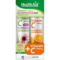 Health Aid Promo Vitamin C 1000mg, Echinacea & Zinc Lime 20 Effer.tabs & Vitamin C 1000mg Orange 20 Effer.tabs - Συμπλήρωμα Διατροφής Βιταμίνης C, Εκχυλίσματος Εχινάκειας & Ψευδαργύρου για Ενίσχυση του Ανοσοποιητικού με Γεύση Lime & Συμπλήρωμα Διατροφής Βιταμίνης C για Ενίσχυση του Ανοσοποιητικού με Γεύση Πορτοκάλι