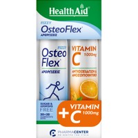 Health Aid Promo OsteoFlex Fizzy Lemon 20 Effer.tabs & Vitamin C 1000mg Orange 20 Effer.tabs - Συμπλήρωμα Διατροφής με Γλυκοζαμίνη, Χονδροϊτίνη, Βιταμίνη C & Μαγγάνιο για την Καλή Υγεία των Αρθρώσεων, Χόνδρου & Ελευθερία Κινήσεων με Γεύση Λεμόνι & Συμπλήρωμα Διατροφής Βιταμίνης C για Ενίσχυση του Ανοσοποιητικού με Γεύση Πορτοκάλι