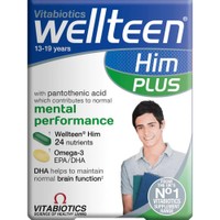Vitabiotics Wellteen Him Plus 56tabs (28tabs & 28caps) - Συμπλήρωμα Διατροφής Βιταμινών, Μετάλλων, Αμινοξέων & Ω3 Λιπαρών Οξέων Ειδικά Σχεδιασμένο για την Υποστήριξη της Γνωσιακής Λειτουργίας, Ενέργεια & Τόνωση σε Έφηβους & Νεαρούς Άνδρες