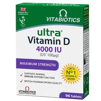 Vitabiotics Ultra Vitamin D 4000IU (D3 100μg) Maximum Strength 96tabs - Συμπλήρωμα Διατροφής με Βιταμίνη D για την Υγεία Οστών, Δοντιών, Μυών & Aνοσοποιητικού